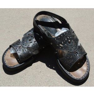 Earth Sandals 7.5, Black Leather